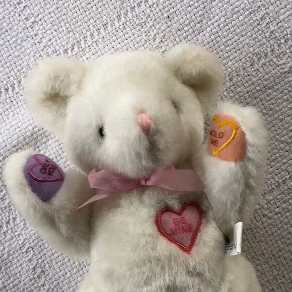 VTG Oriental Trading Co Valentine Bear Plush Poseable Conversation Hearts Rare - Picture 6 of 8